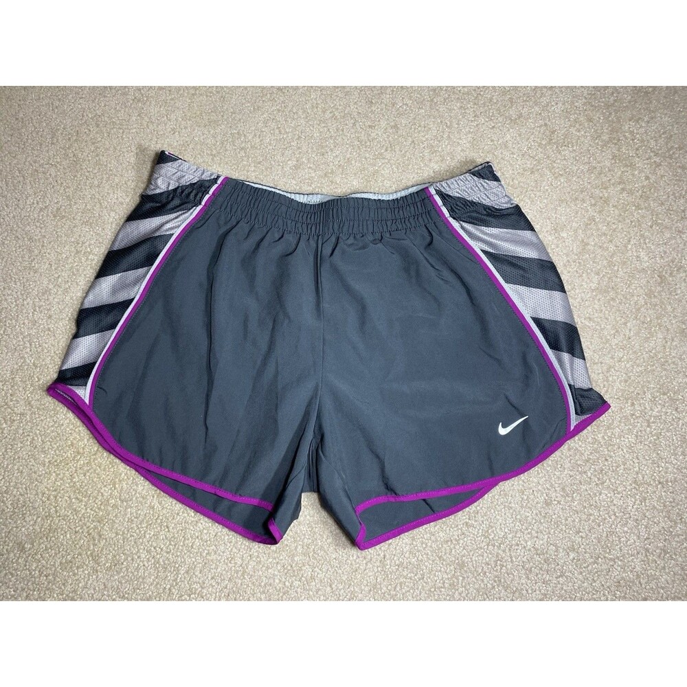 Nike Dri-FIT Tempo Running Shorts Grey Purple Striped Mesh Small